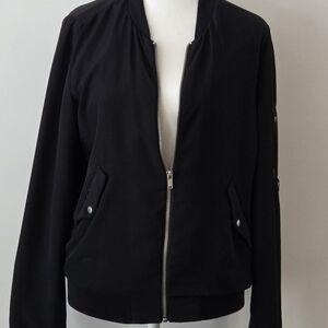 Only Black Bomber Jacket with Silver Zip